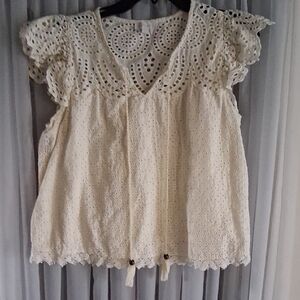 Chic Cream Eyelet Blouse